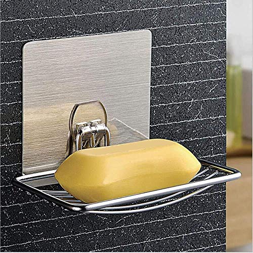 SEMITO Self Adhesive Single Layer Stainless Steal Soap Dish Wall Mounted for Bathroom Kitchen Sink and Washbasin Etc. Silver Pack of 1 - Image 2