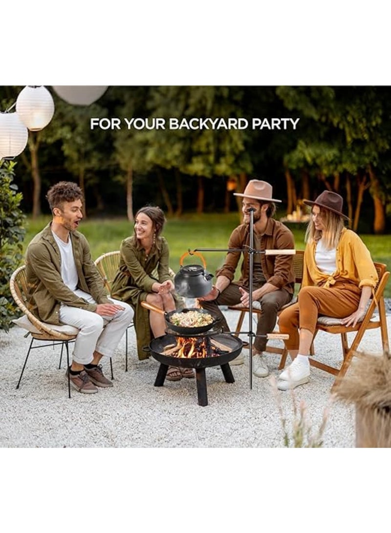 SOLARAE شبكة شواء نار المخيم - شواية قابلة للتعديل في الارتفاع مع دوران للطهي في الهواء الطلق، تشمل قضيب التعليق، مثالية للتخييم وموقد النار (1 مجموعة) - Image 3