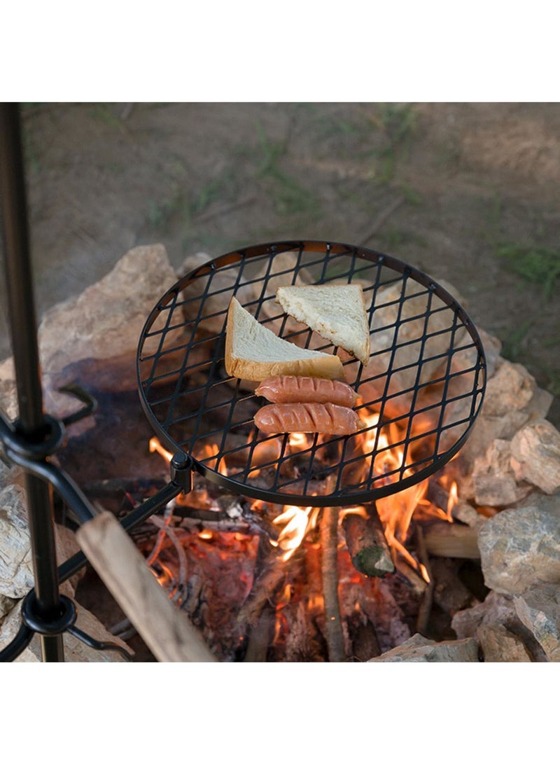 SOLARAE شبكة شواء نار المخيم - شواية قابلة للتعديل في الارتفاع مع دوران للطهي في الهواء الطلق، تشمل قضيب التعليق، مثالية للتخييم وموقد النار (1 مجموعة) - Image 2