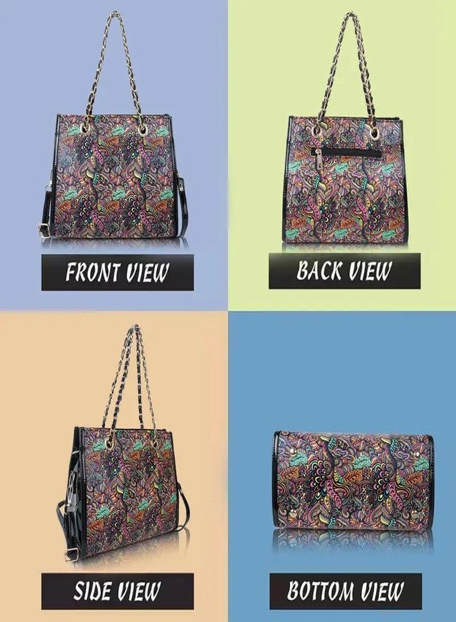 Vintage Women Multicolor Handbag - Image 5