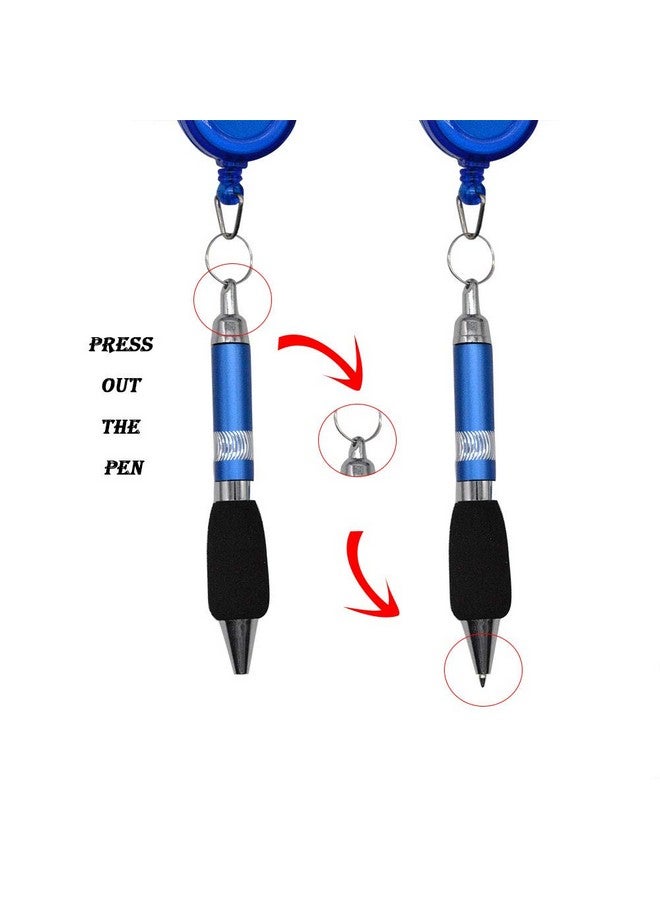 whatUneed 3-In-1 Handy Retractable Badge Reel Pen Belt Clip Keychain Carabinerm With Retractable Pen (Set Of 6) - Image 3