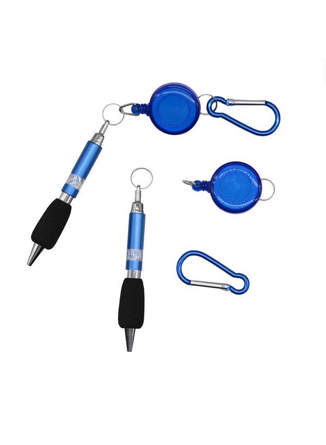whatUneed 3-In-1 Handy Retractable Badge Reel Pen Belt Clip Keychain Carabinerm With Retractable Pen (Set Of 6) - Image 2