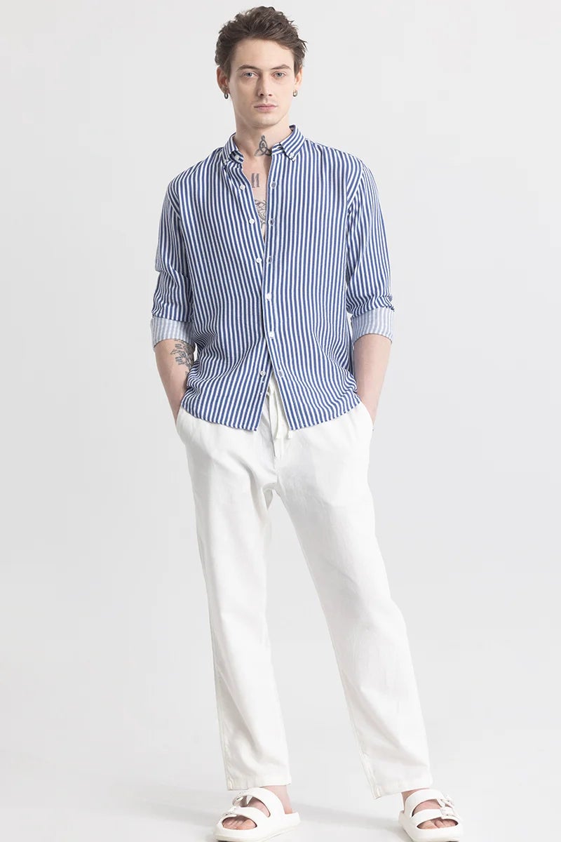 SNITCH Stripehaven Blue Striped Shirt - Image 3