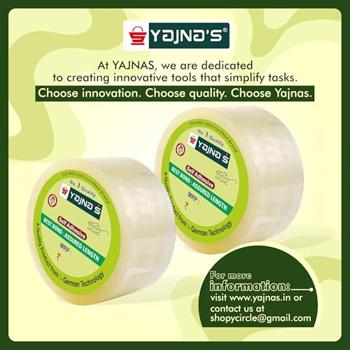YAJNAS 72mm/ 3 Inch x 50 Meters, Pack of 1, BOPP Packaging Clear Tape (Transparent) cello Tape Rolls | E-commerce Packaging for Home, Office & Box - Image 5