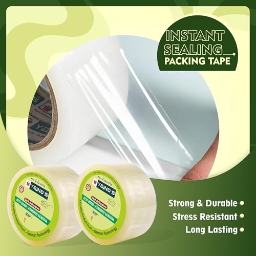 YAJNAS 72mm/ 3 Inch x 50 Meters, Pack of 1, BOPP Packaging Clear Tape (Transparent) cello Tape Rolls | E-commerce Packaging for Home, Office & Box - Image 4
