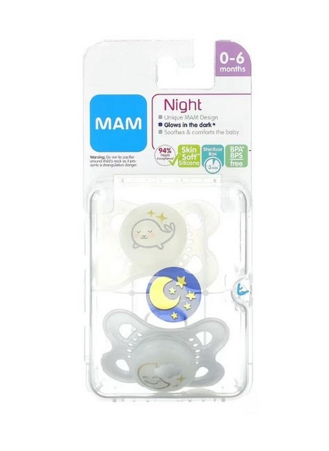 MAM Night Pacifier 0 6 Months 2 Count  - Image 1