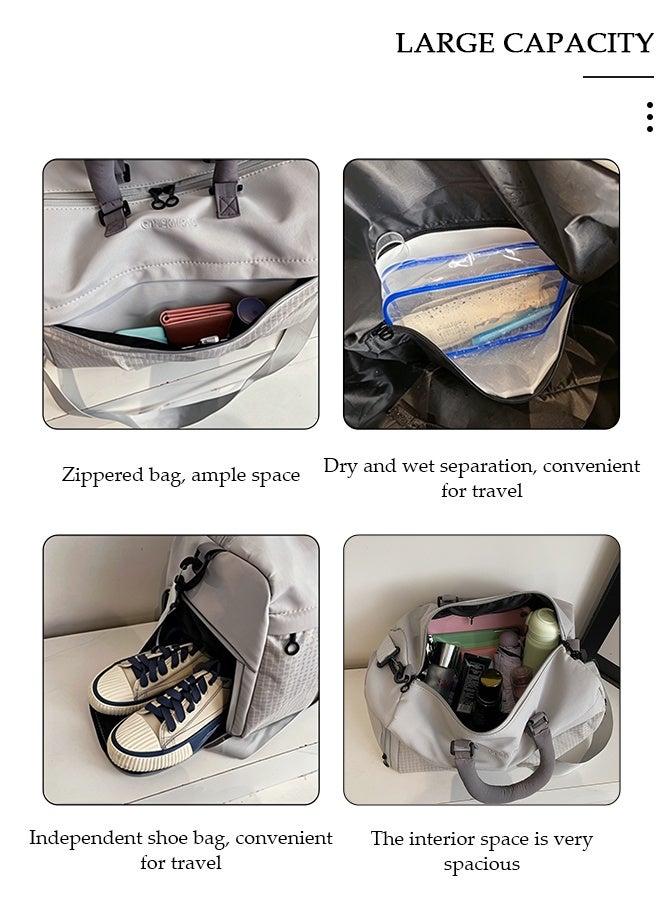 DUNISO Travel Duffel Bag, Weekender Overnight Carry-on Gym Bag for Women Men, Waterproof Sports Duffle Bag With Shoe Compartment, Wet Pocket and Trolley Sleeve, Multi-Purpose Travel Bag for Yoga, Swim, Hospital Bag, Weekend Getaway - Image 4