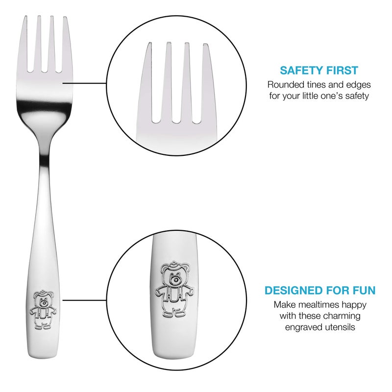 GlossyEnd 15 Piece Stainless Steel Kids Cutlery  Child And Toddler Safe Flatware  Kids Silverware  Kids Utensil Set Includes 5 Knives  5 Forks  5 Spoons  Total Of 5 Place Settings  Ideal For Home And Preschools - Image 2