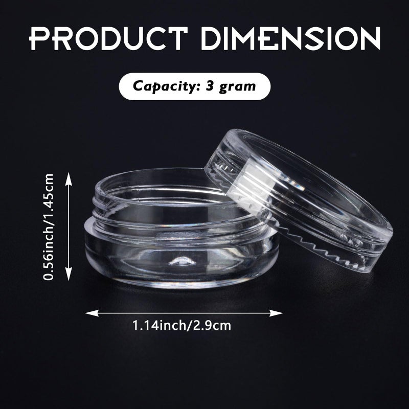 HPPFFY 50 Count 3 Gram Sample Containers, Clear Lip Balm Containers with Lids, Small Plastic Sample Jars with 4 Mini Spoons, 50pcs Labels (Clear Lid) - Image 2