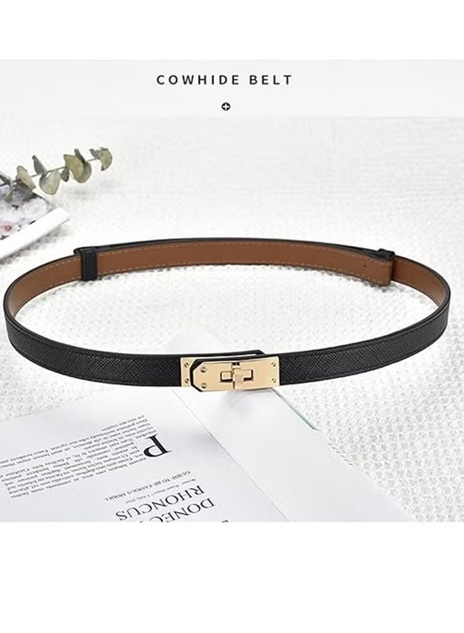 Women's Thin Fashion Waist Belt Adjustable Thin Belt, Women's Belt Alloy Turn Lock Adjustable Belt Thin Belt Suitable For Dress Jeans Jacket, Black 0.7 Lnch (Approximately 1.8 cm) - Image 2