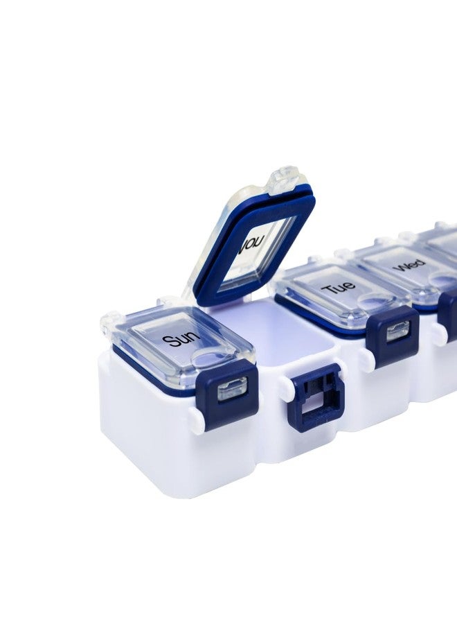 EZY DOSE Weekly (7-Day) Pill Planner, Medicine Case, Vitamin Organizer Box, Waterproof Locking Compartments to Secure Prescription Medication and Prevent Accidental Spilling, Blue - Image 4