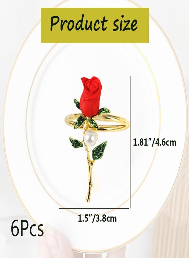Hdtyyln Napkin Rings, Napkin Rings Set of 6, Rose Napkin Rings, Holiday Napkin Rings for Table Cloths for Decor, Romantic Flower Napkin Holder for Festival Wedding Banquet Birthday Dining Table - Image 5