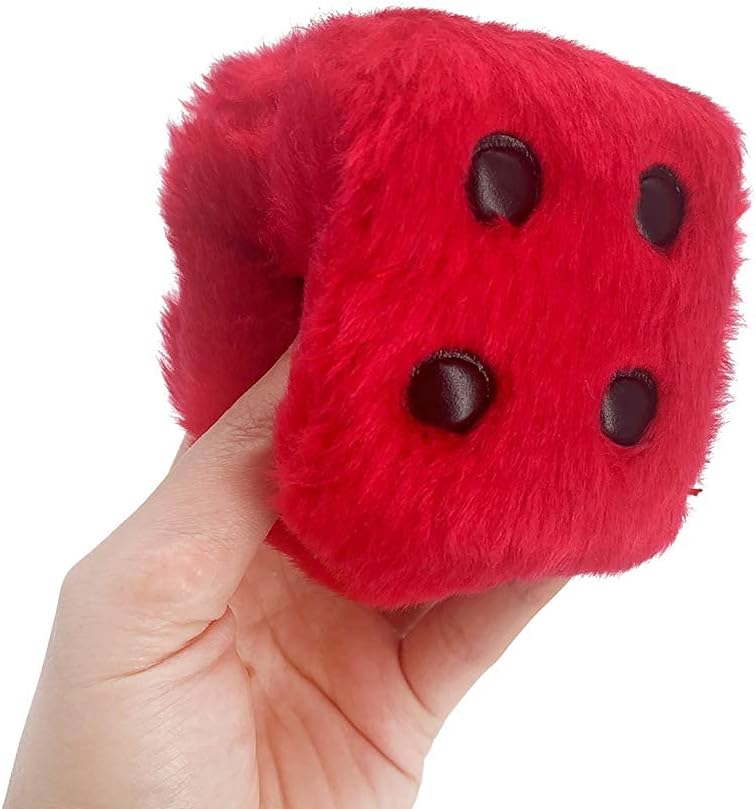 YGMONER Red Fuzzy Plush Dice for Car Decoration - Image 5