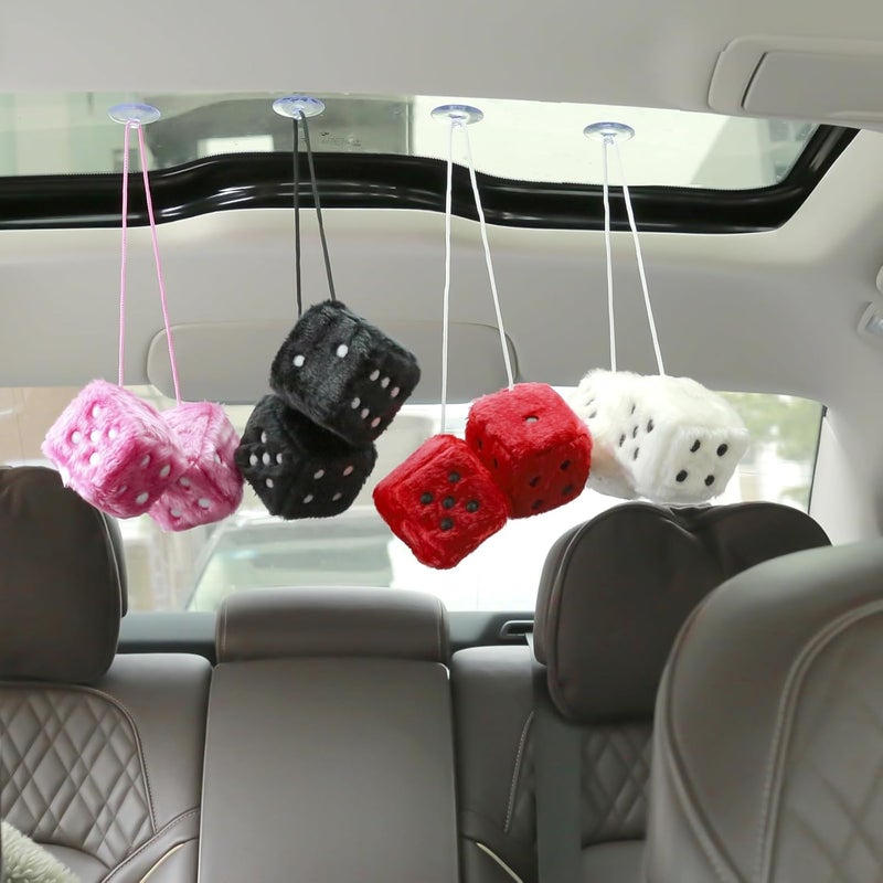 YGMONER Red Fuzzy Plush Dice for Car Decoration - Image 4