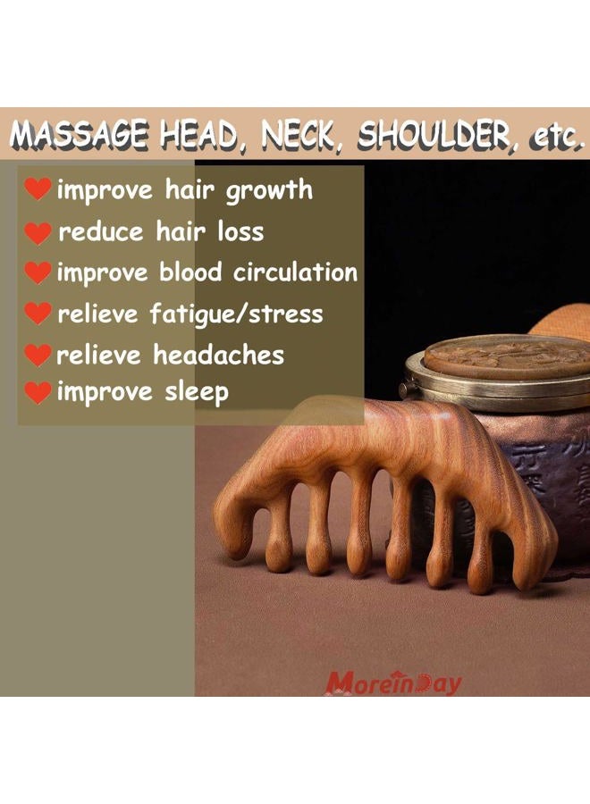 Moreinday Wooden Scalp Massager for Hair Growth, Massage Comb for Scalp Relax, Gua Sha Comb for Women Men - Green Sandalwood - Image 5