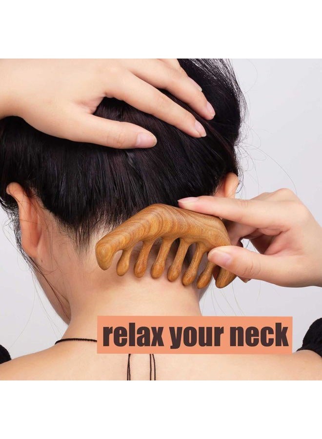 Moreinday Wooden Scalp Massager for Hair Growth, Massage Comb for Scalp Relax, Gua Sha Comb for Women Men - Green Sandalwood - Image 4