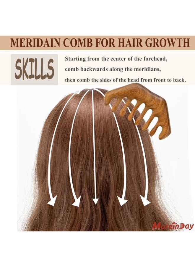 Moreinday Wooden Scalp Massager for Hair Growth, Massage Comb for Scalp Relax, Gua Sha Comb for Women Men - Green Sandalwood - Image 3