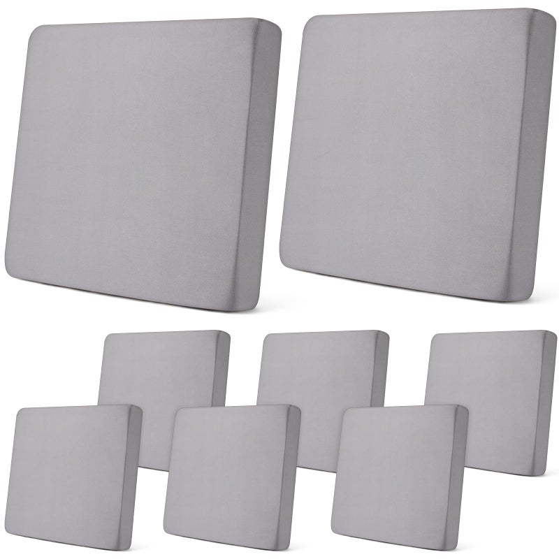 Newwiee Newwiee 8Pcs Patio Cushion Covers Stretch Outdoor Cushion Cover Replacement for Patio Furniture Sofa Couch Slipcovers Soft Flexibility Washable Furniture ProtectorWaterproof PureLight Grey 