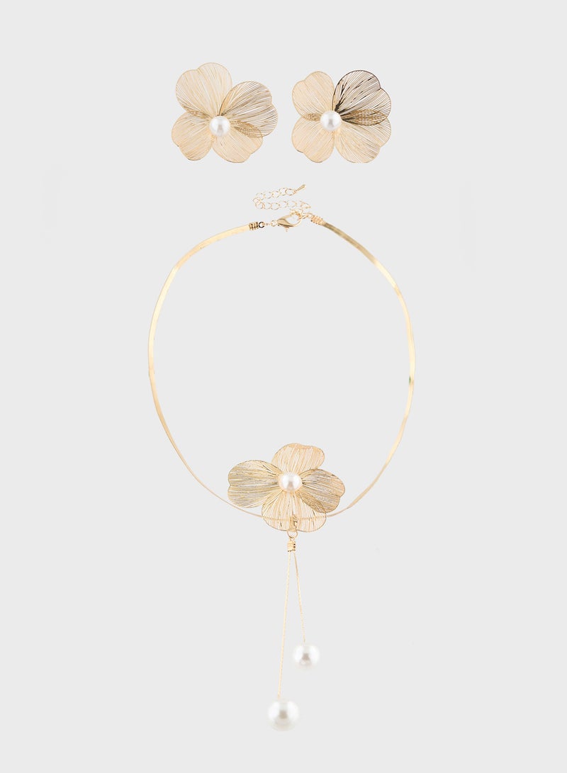 Ella Limited Edition Pearl Choker Necklace & Earring Set - Image 1