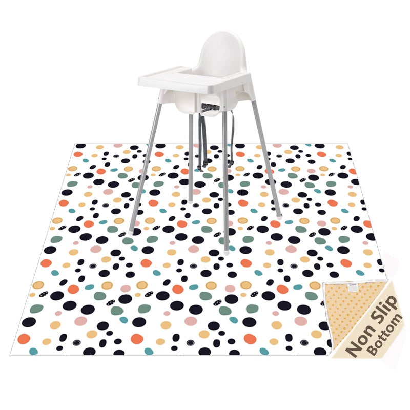 Womumon Splat Mat for Under High Chair/Arts/Crafts, Waterproof and Anti-Slip Splash Mat Floor Protector, Washable Highchair Floor Mat, 51 Inch Reusable Messy Mat and Baby Feeding Table Cloth - Image 1