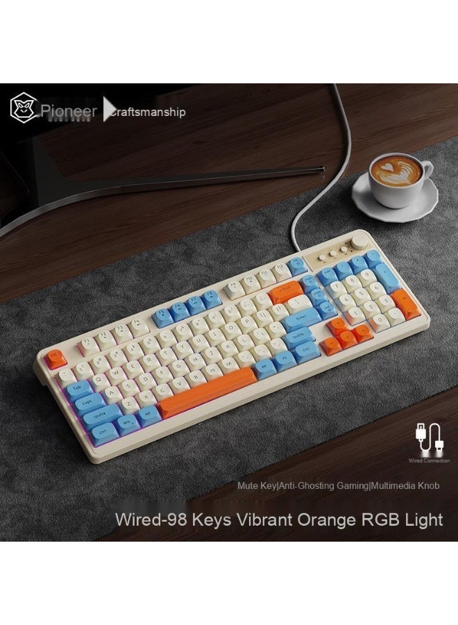 G98 Mechanical Feel Keyboard and Mouse Set, Wired Silent Gaming Keyboard and Mouse for eSports