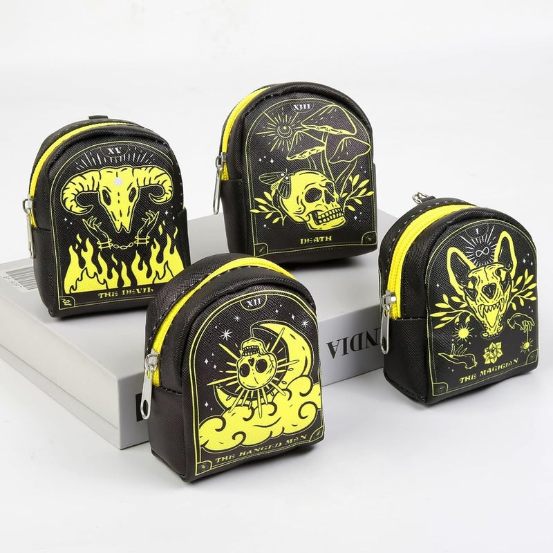 AIBFRID 4Pcs Mini Backpack Keychain,Cute Cosmetic Bag for Women,PU Leather Makeup Bag Key Pocket Lipstick Bag Card Holder Data Cable Organizer Zipper Pouch - Image 4