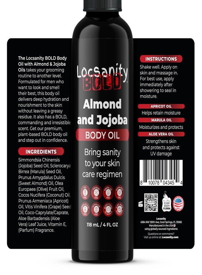 Locsanity Men's Body Oil, Jojoba Seed, Sweet Almond, Extra Virgin Olive, Coconut, Apricot Seed, Grapeseed, Marula, Aloe Vera 4oz - Image 2