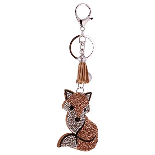 KODORIA Crystal Rhinestone Charms Diamante Animals Eyes Charm Key Ring Pendant Key Chains Cute Purse Bag Gifts - Champagne Fox - Image 4