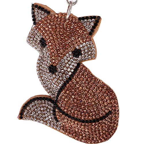 KODORIA Crystal Rhinestone Charms Diamante Animals Eyes Charm Key Ring Pendant Key Chains Cute Purse Bag Gifts - Champagne Fox - Image 5