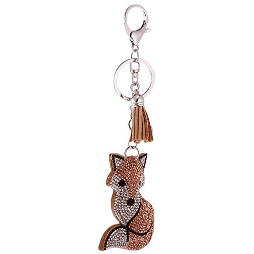 KODORIA Crystal Rhinestone Charms Diamante Animals Eyes Charm Key Ring Pendant Key Chains Cute Purse Bag Gifts - Champagne Fox - Image 2