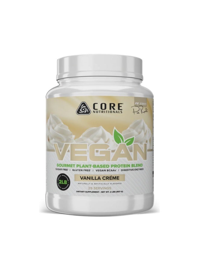 Vegan Premium Plant-Based Protein Powder, Pea + Brown Rice Blend with Vegan BCAAs & Digestive Enzymes, Dairy-Free & Gluten-Free, Muscle Recovery & Daily Nutrition - Vanilla Creme (2lbs)