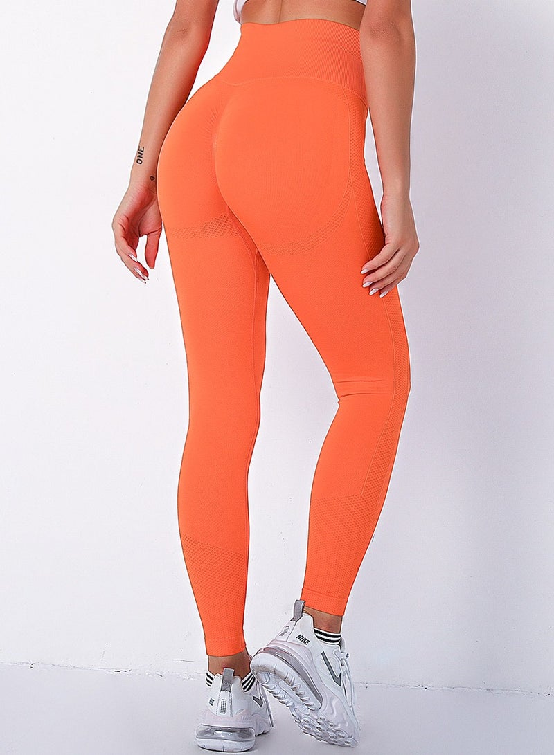 Loquat Women Quick Dry Breathable Yoga Pants Orange  - Image 2