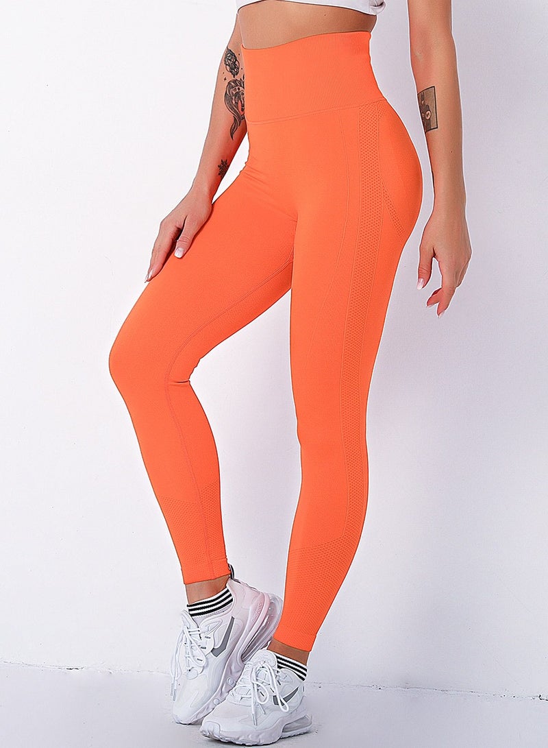 Loquat Women Quick Dry Breathable Yoga Pants Orange  - Image 3