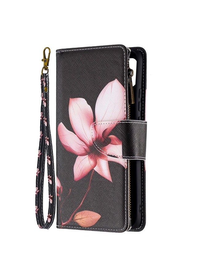 HuHa Case Cover For OPPO A15 Colored Drawing Pattern Zipper Horizontal Flip Leather Case with Holder & Card Slots & Wallet(Lotus)  - Image 2