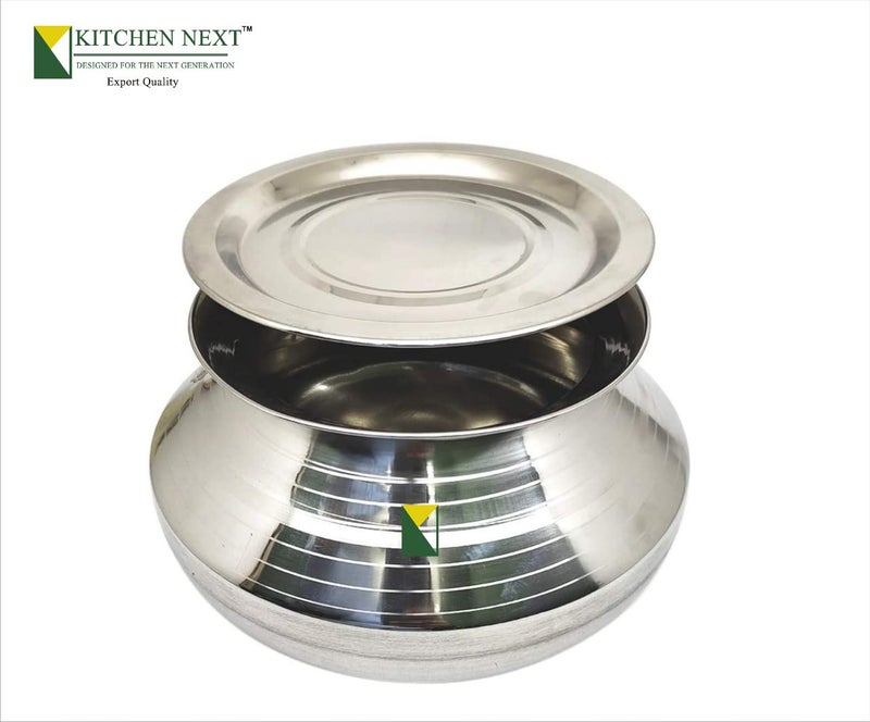Kitchen Next muke Small Stainless Steel Handi with Lid degchi Milk Pot dekchi (Pongal Handi, 2500 ML, Dishwasher Safe) - Image 5