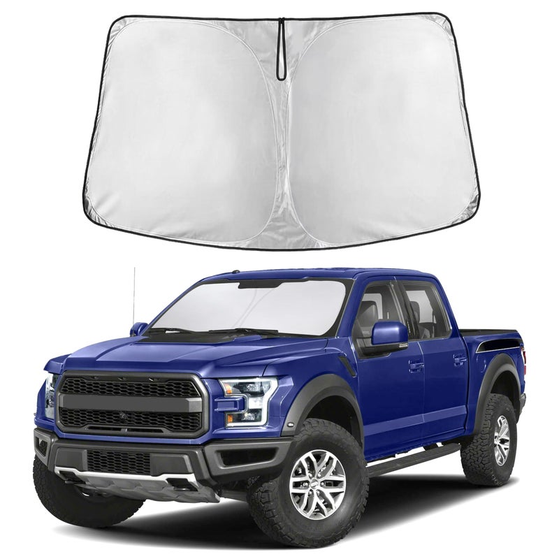EcoNour Windshield Sun Shade Compatible for Ford F-150 2021â€“2026 | Custom Fit Pickup Truck Front Window Sunshade | Foldable UV & Heat Reflective Sun Visor - Image 1