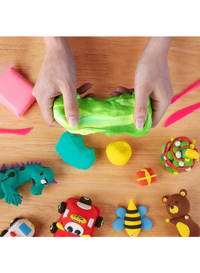 هالامودو 24 لون الهواء الجاف الطين مربع مستدير الخفيفة الطين DlY مجموعة - الطين والعجينة للأطفال مع الأدوات ، غير السامة ، خفيفة للغاية ، وسهلة الشكل للحرف الإبداعية DIY والنمذجة المتعة - Image 3