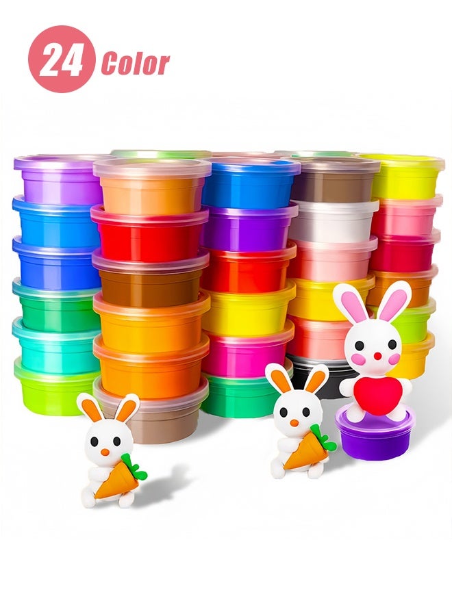 هالامودو 24 لون الهواء الجاف الطين مربع مستدير الخفيفة الطين DlY مجموعة - الطين والعجينة للأطفال مع الأدوات ، غير السامة ، خفيفة للغاية ، وسهلة الشكل للحرف الإبداعية DIY والنمذجة المتعة - Image 1