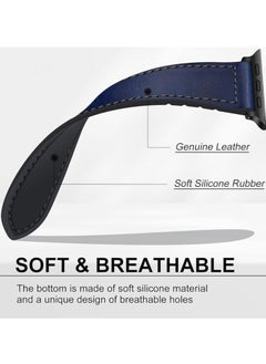 MIGOFAST Magnetic Leather Watch Band for Apple Watch Ultra 49mm/45mm/44mm/42mm  Magnetic Buckle Genuine Leather Strap for Apple Watch Series Blue  - Image 4