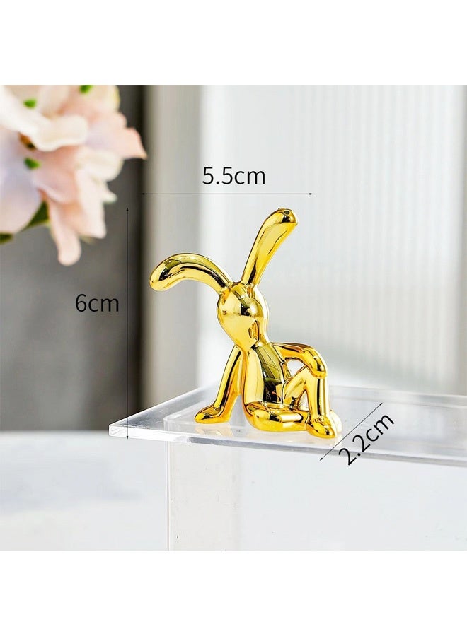 4 قطع من زينة الأرانب لتزيين داخل السيارة، زينة كرتونية على شكل حيوان لوحدة التحكم المركزية، ديكور منزلي ومكتبي رائع - Image 2