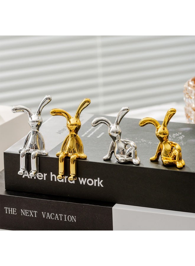 4 قطع من زينة الأرانب لتزيين داخل السيارة، زينة كرتونية على شكل حيوان لوحدة التحكم المركزية، ديكور منزلي ومكتبي رائع - Image 5