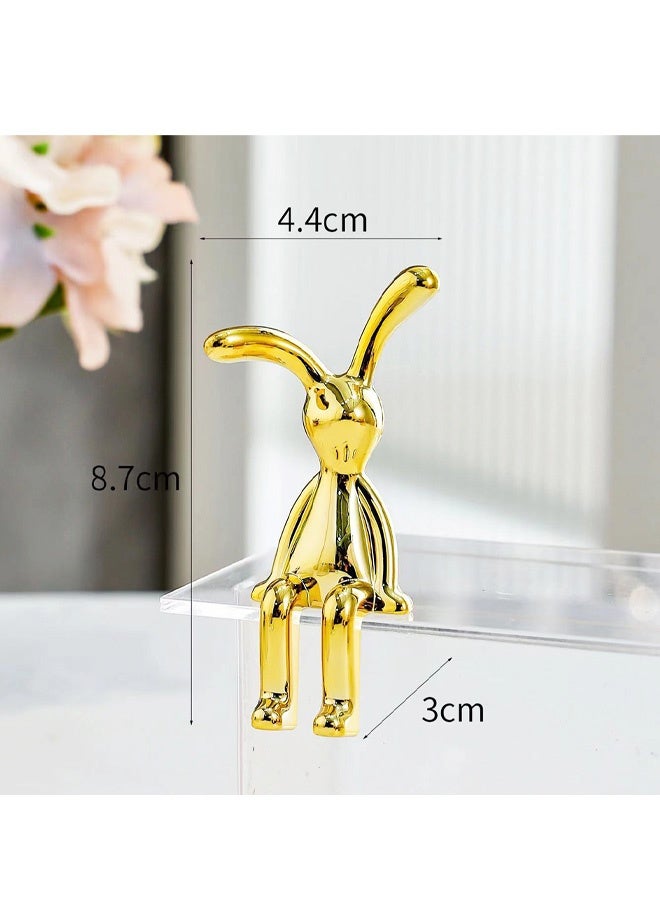 4 قطع من زينة الأرانب لتزيين داخل السيارة، زينة كرتونية على شكل حيوان لوحدة التحكم المركزية، ديكور منزلي ومكتبي رائع - Image 3