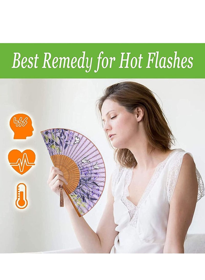 Y&D Small Folding Hand Fan for Women Chinese Japanese Vintage Bamboo Silk Fans Dance, Performance, Decoration, Wedding, Party, Gift  - Image 4