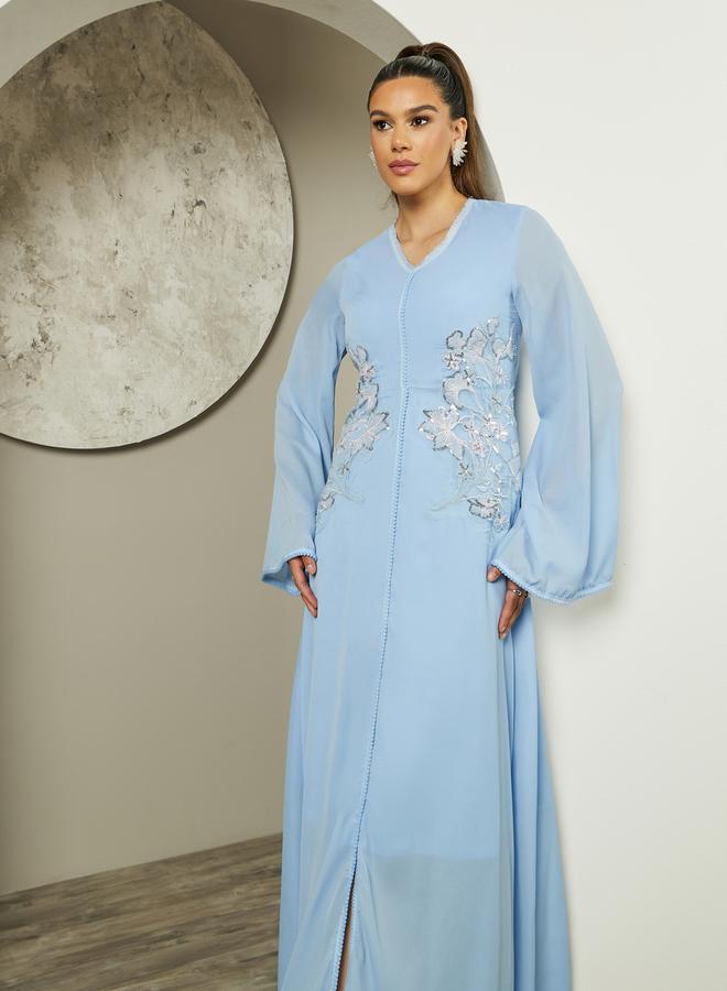 Styli Embellished Bell Sleeves A-Line Maxi Dress  - Image 3