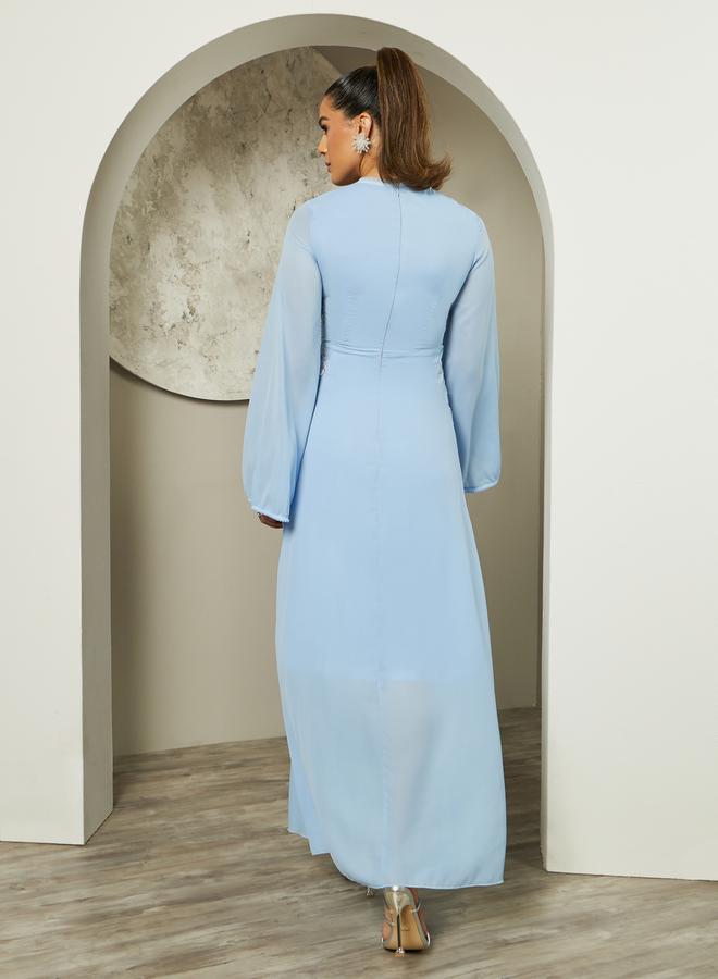 Styli Embellished Bell Sleeves A-Line Maxi Dress  - Image 5