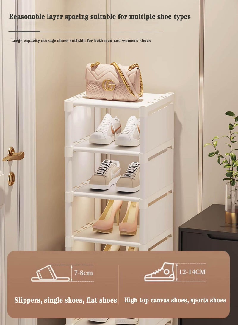GGEROU 6 Tier Vertical Shoe Rack Narrow Tall Metal Shoe Organizer Adjustable Freestanding Shoe Storage Shelf for Entryway Closet Hallway Boots and Bags White  - Image 3