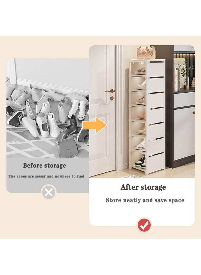 GGEROU 6 Tier Vertical Shoe Rack Narrow Tall Metal Shoe Organizer Adjustable Freestanding Shoe Storage Shelf for Entryway Closet Hallway Boots and Bags White  - Image 5