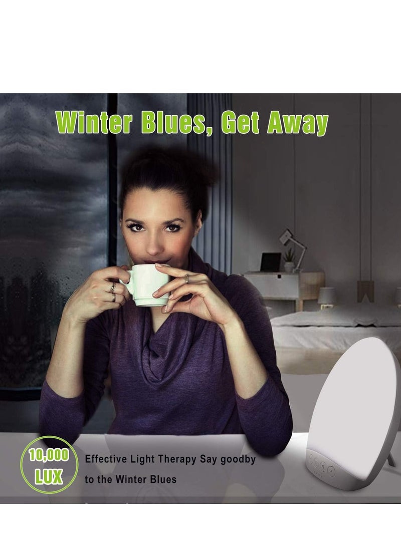SYOSI - Light Therapy Lamp 10000 Lux Light, 4 Timer & Mode Happy Lamp, White/Natural/Warm Lighting, 5 Adjustable Brightness Levels, Memory Function for a Life - Image 1
