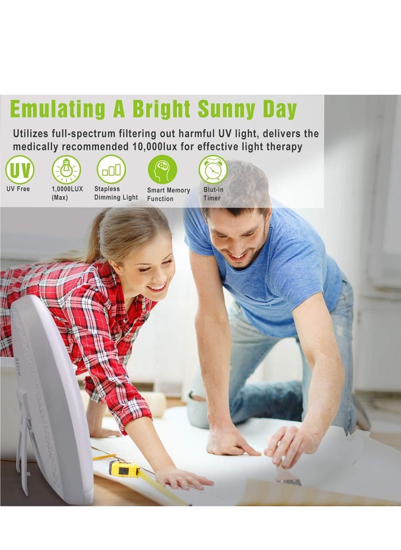 SYOSI - Light Therapy Lamp 10000 Lux Light, 4 Timer & Mode Happy Lamp, White/Natural/Warm Lighting, 5 Adjustable Brightness Levels, Memory Function for a Life - Image 1