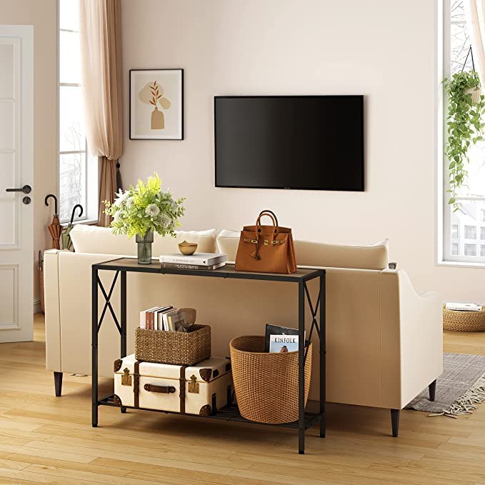 Generic Indian Decor XL4212 Console Table Industrial entryway Table Narrow Sofa Table with Shelves Entrance Table for Entryway Hallway Living Room Foyer Corridor Office Grey Black  - Image 5